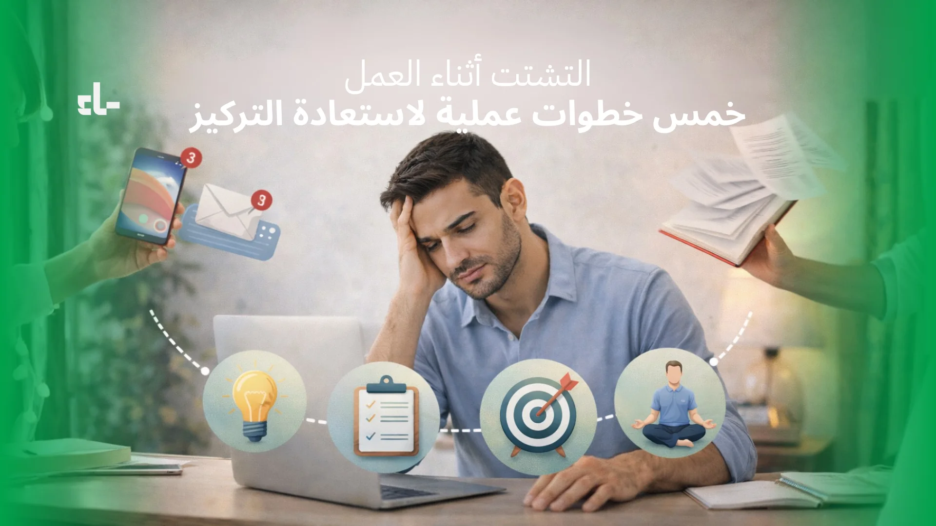 التشتت أثناء العمل: خمس خطوات عملية لاستعادة التركيز